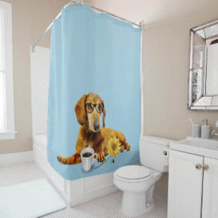 Rideau de douche rouge Dachshund