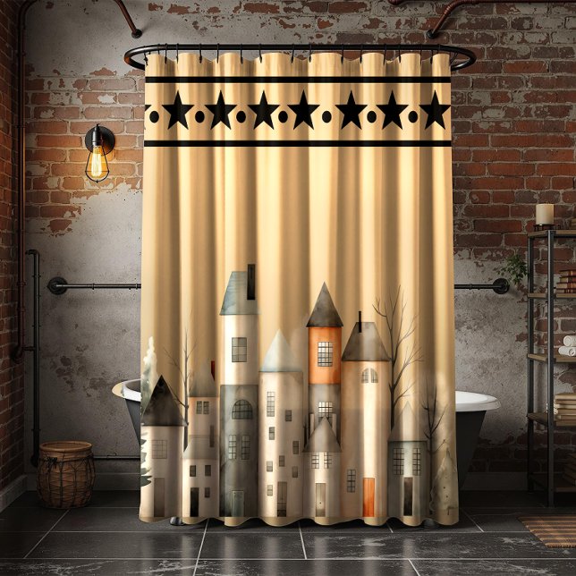 Rideau de douche Rustique Village – Cottage Campag (Créateur téléchargé)