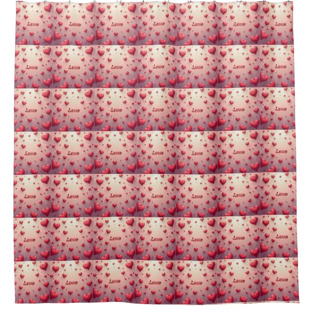 Rideau de douche Saint Valentin aux coeurs rouges (Devant)