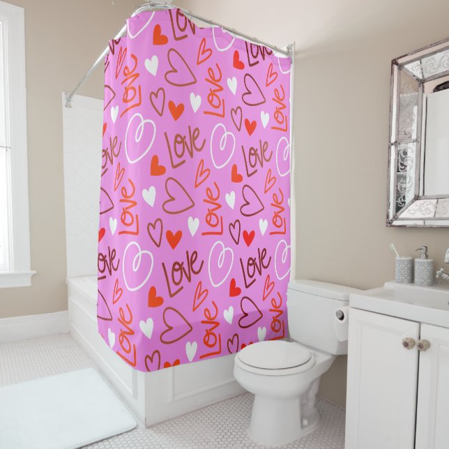 Rideau de douche Scribbled Love (En situation)