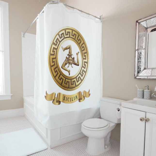 Rideau de douche Sicile (avec symbole Trinacrie) (En situation)