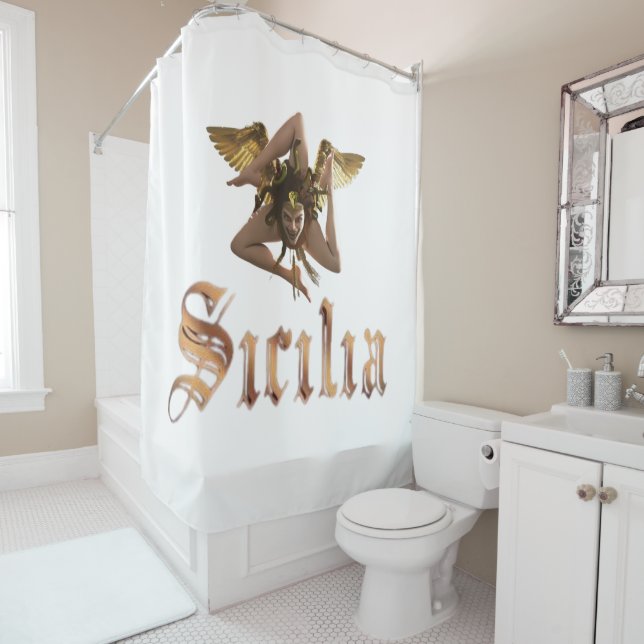 Rideau de douche Sicile / Sicilia Trinacria (En situation)