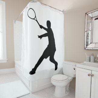 rideau de douche silhouette du joueur de tennis