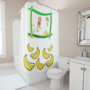 Rideau de douche, Singe, Bananes,