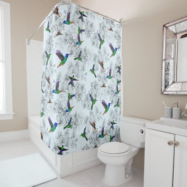 Rideau de douche Spring Birds (En situation)