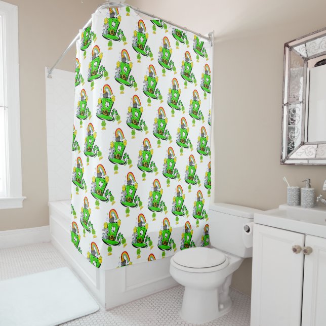 Rideau de douche St. Patrick's Day Lapin (En situation)