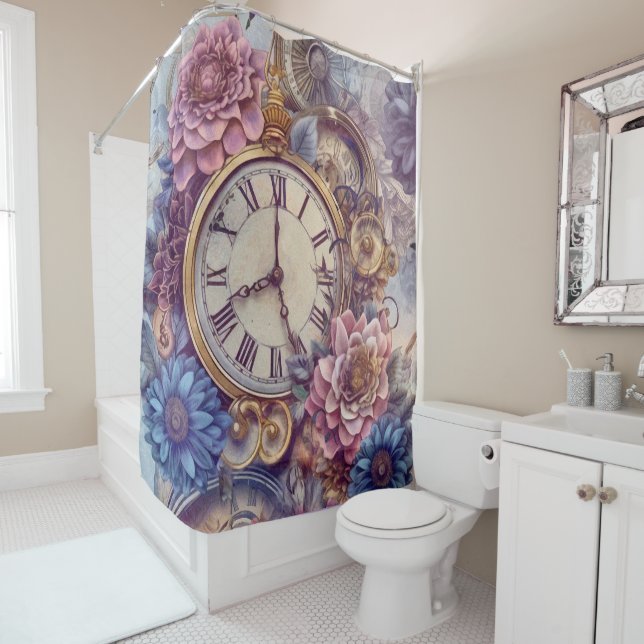 Rideau de douche Steampunk pastel (En situation)