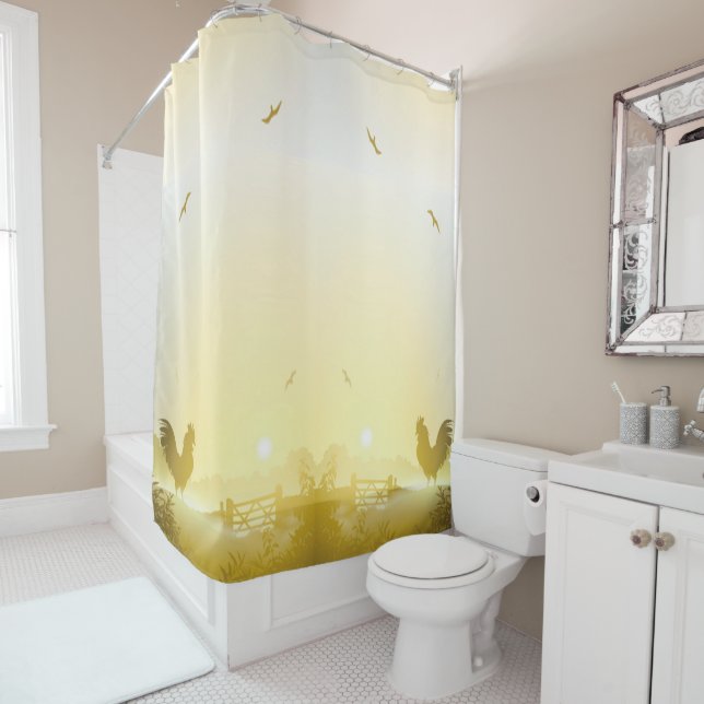 Rideau de douche Sunny Matin Ferme Pays Rustique S (En situation)