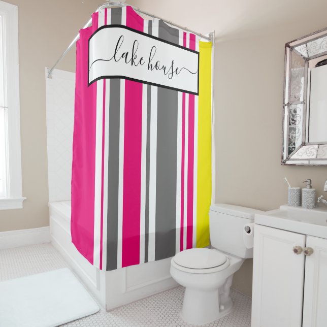 Rideau De Douche - Tailles De Cabine De Plage Rose (En situation)