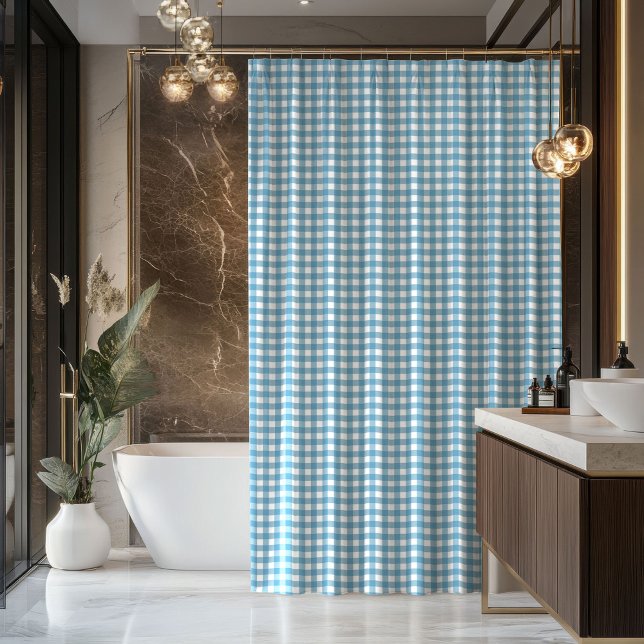 Rideau de douche Tartan Bleu Cadeau Rustique pour  (Blue Tartan Shower Curtain Rustic Gift for Men)