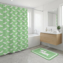 Rideau de douche teckel vert Doxie Salle de bain