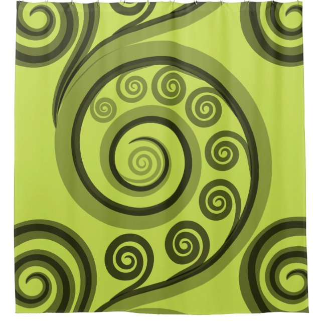 Rideau de douche tendance Koru vert-Jaune (Devant)