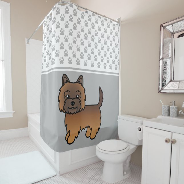 Rideau de douche Terrier Cairn Bringé Rouge Chien  (En situation)