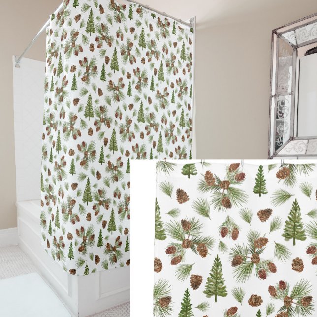 Rideau de douche Thème Pin moderne d'hiver (Créateur téléchargé)