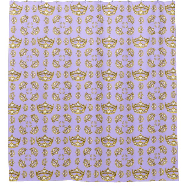 rideau de douche tiaras periwinkle couronne or (Devant)