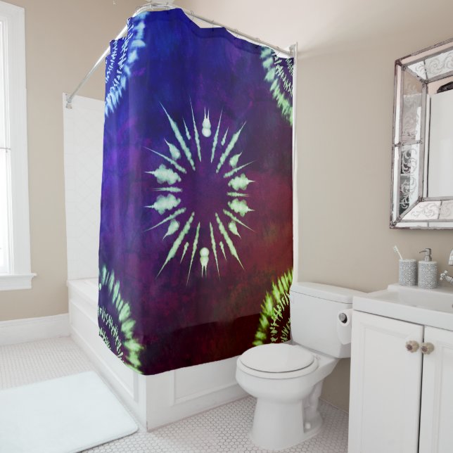 Rideau de douche Tie Dye Violet (En situation)