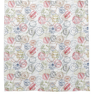 Rideau de douche Timbres de voyage
