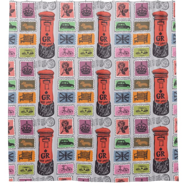 Rideau de douche Timbres de voyage (Devant)