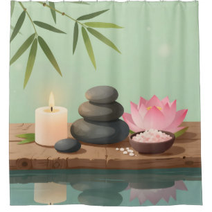 Rideau de douche Tranquil Reflection – Paysage Zen