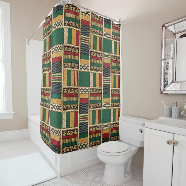 Rideau de douche tribal africain (En situation)