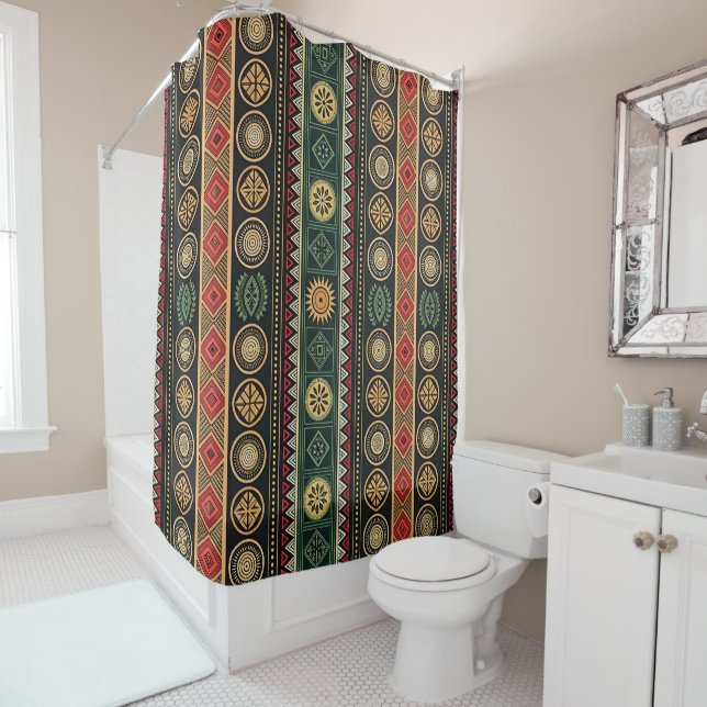 Rideau de douche tribal africain (En situation)