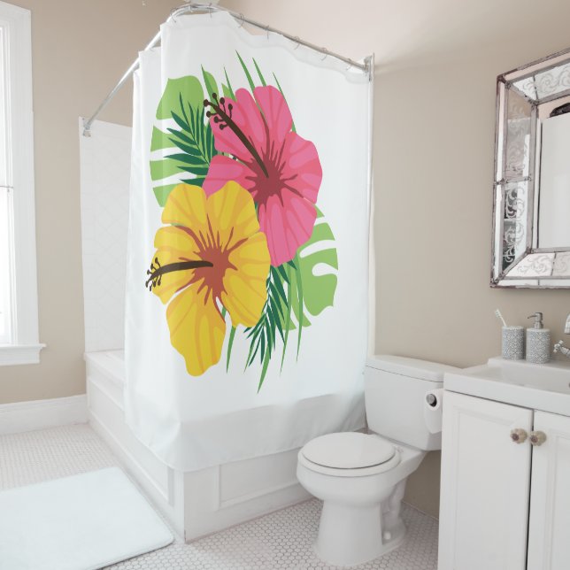 Rideau de douche tropicale (En situation)