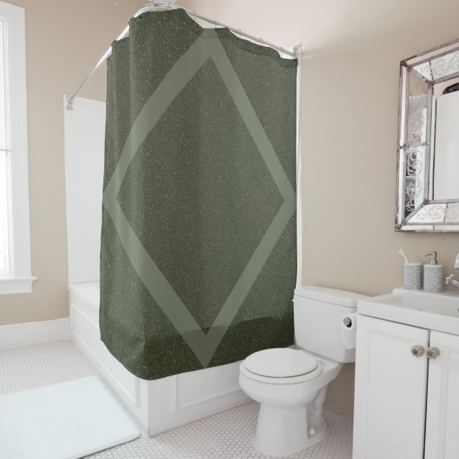 Rideau de douche vert mousse personnalisé avec cad (En situation)