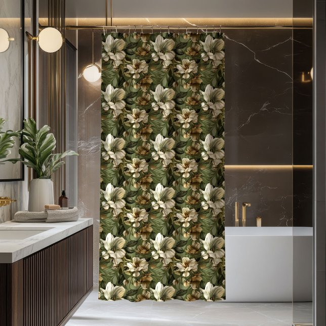 Rideau de douche vert sauge élégant Botanique Chic (Elegant Sage Green Shower Curtain Botanical Chic)