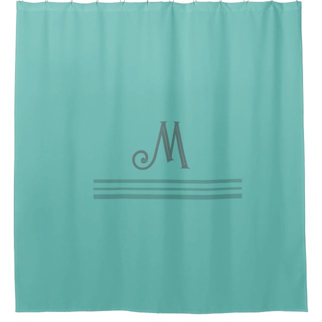 Rideau de douche vert sur mesure Monogramme (Devant)