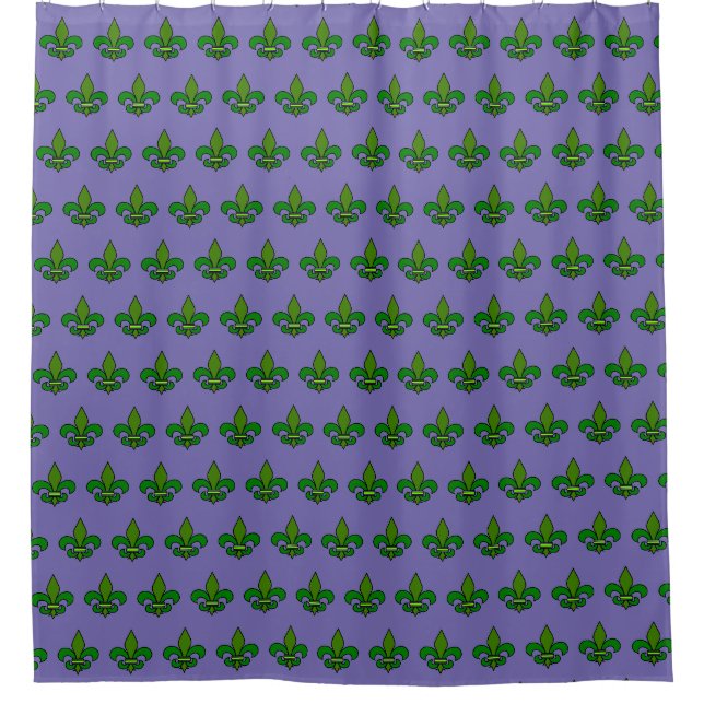 Rideau de douche violet Fleur de Lis Mardi Gras (Devant)