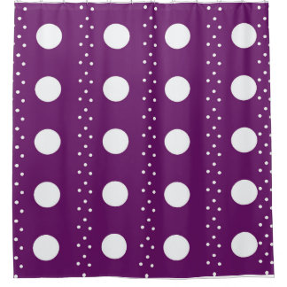 Rideau de douche violet foncé et blanc à pois – Mo