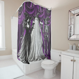 Rideau de douche violet gothique d'Halloween