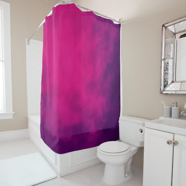 Rideau de douche violet magenta – Personnalisable (En situation)