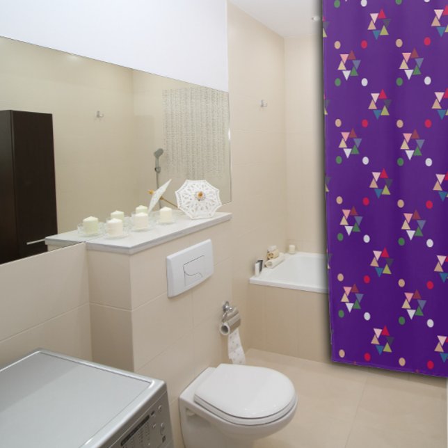 Rideau de douche violet motif de couleur géométriq (Créateur téléchargé)