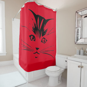 Rideau de douche visage de chat