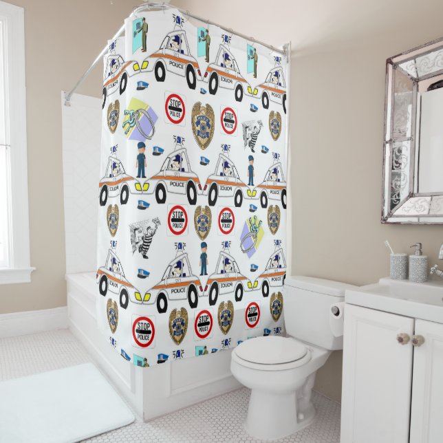 Rideau de douche Voitures de police (En situation)