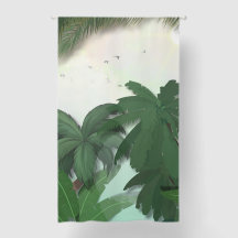Rideau de feuilles de palmier tropicales