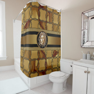 Rideau de luxe en marbre Medusa et douche en or