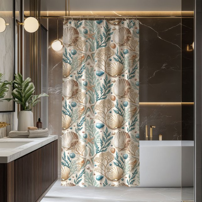 Rideau de mer tendance Look marin pastel (Trendy Seaside Curtain Pastel Maritime Bath Look)