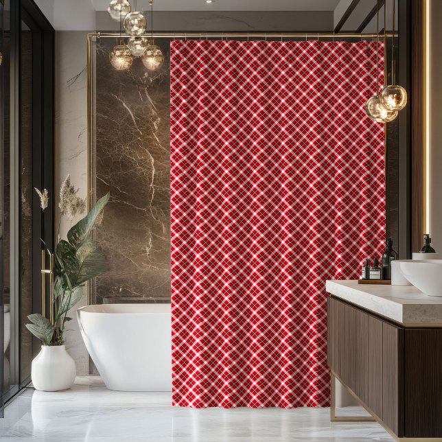 Rideau de salle de bain rouge noir, cadeau élégant (Red Black Bath Curtain Stylish Gift for Home)