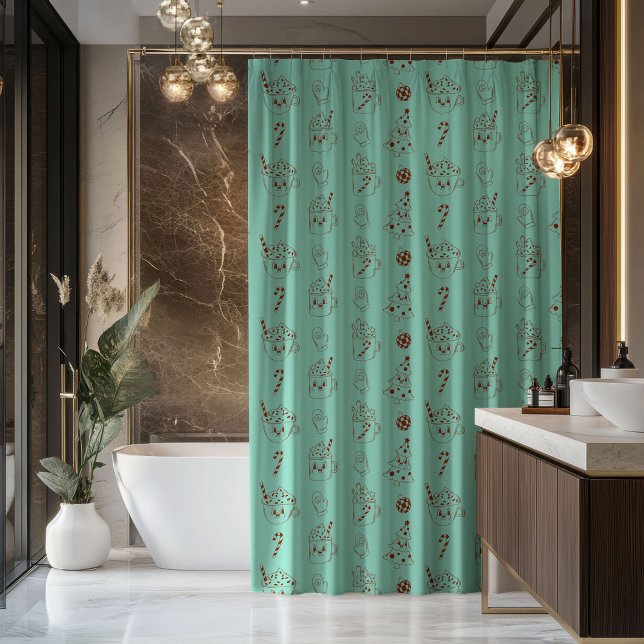Rideau de vacances paisible Rétro Pastel Salle de  (Peaceful Holiday Curtain Retro Pastel Bathroom)
