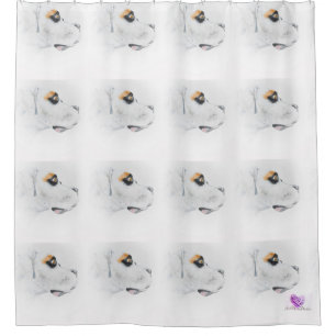 Rideau en douche blanc de chien de boxeur - salle