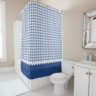 Rideau en douche bleu de guingan