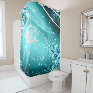 Rideau en douche bleu glacial d'hiver