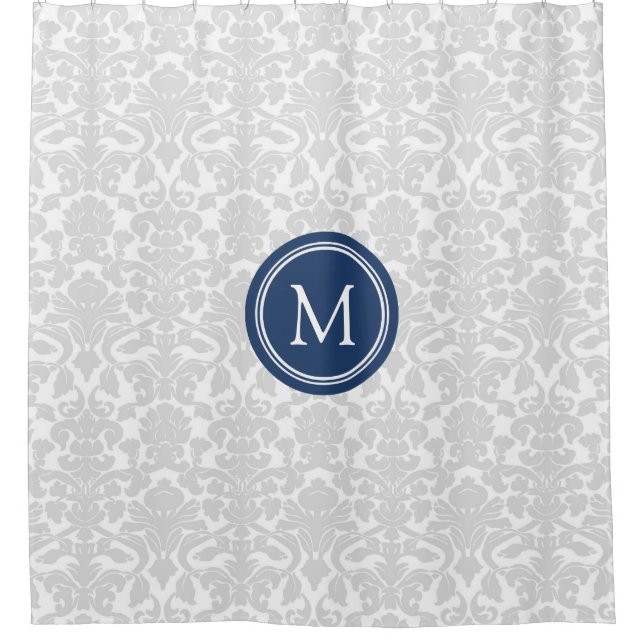 Rideau en douche bleu gris de monogramme de (Devant)