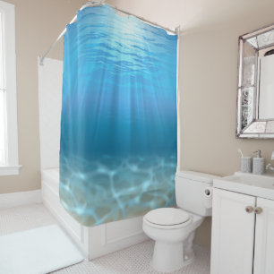 Rideau en douche bleu profond tropical de mer