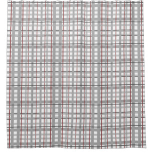 Rideau en douche Checkered de plaid blanc gris de
