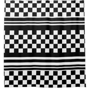 Rideau en douche/Checkered et rayures