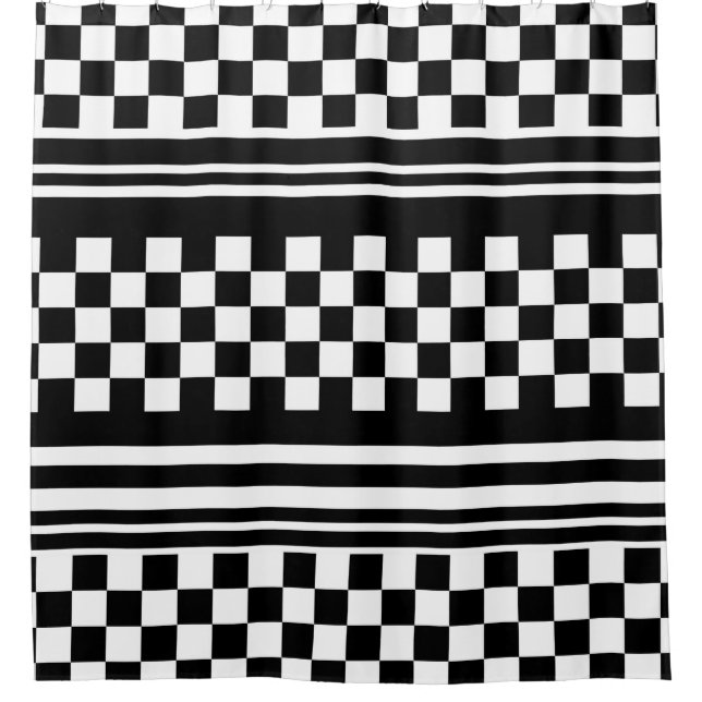 Rideau en douche/Checkered et rayures (Devant)