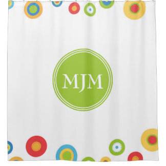 Rideau en douche coloré de monogramme de cercles